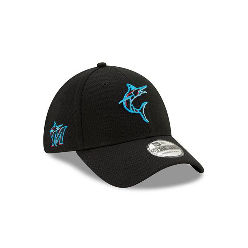 MLB Miami Marlins 2021 Spring Training 39Thirty Stretch Fit (VVC1446) - Black New Era Caps